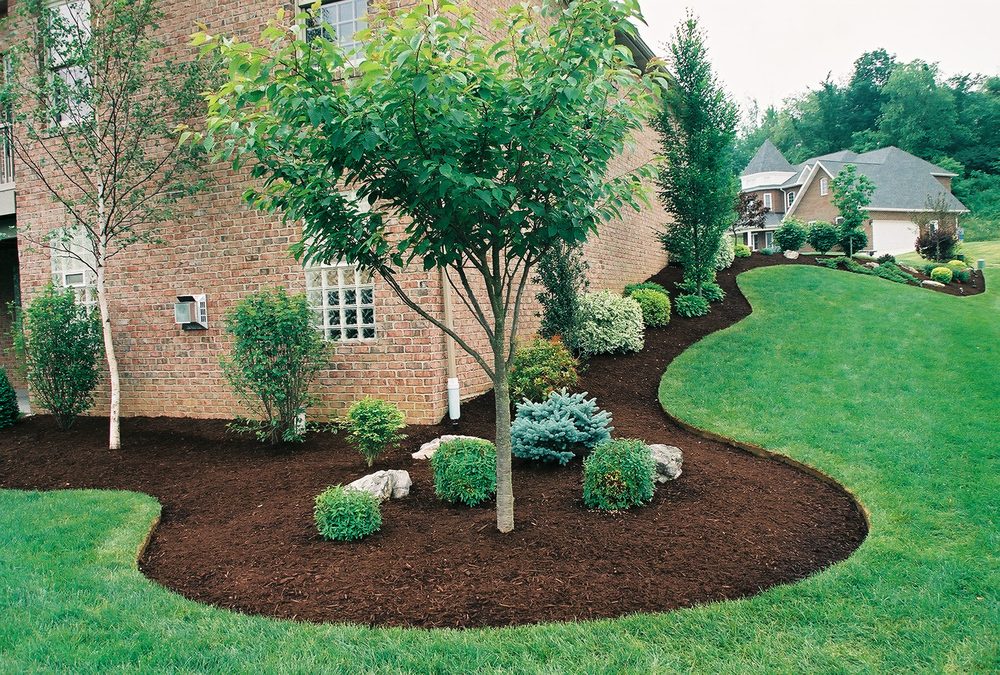 Professional property maintenance including mulching and bed care